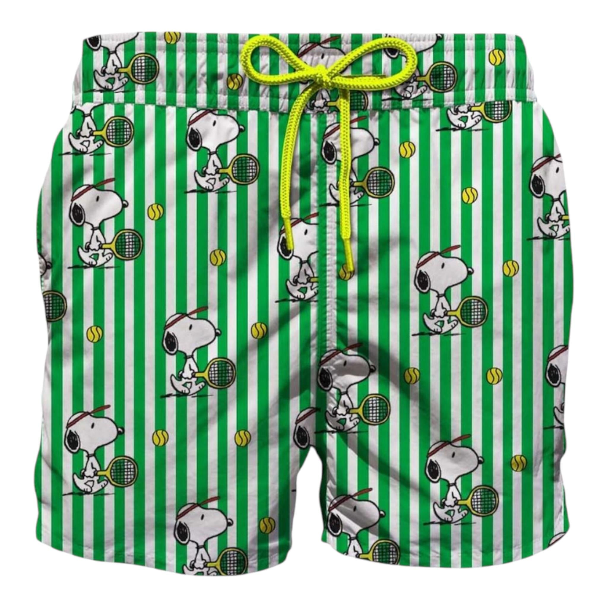 Saint Barth Costume Tinta Unita con Stampa Snoopy per Bambino SNOOPYT BIANCO/VERDE SAINT BARTH 