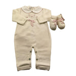 BABY LORD tutina manica lunga tinta unita cn babbucce Panna per Neonata 326 PANNA BABY LORD 
