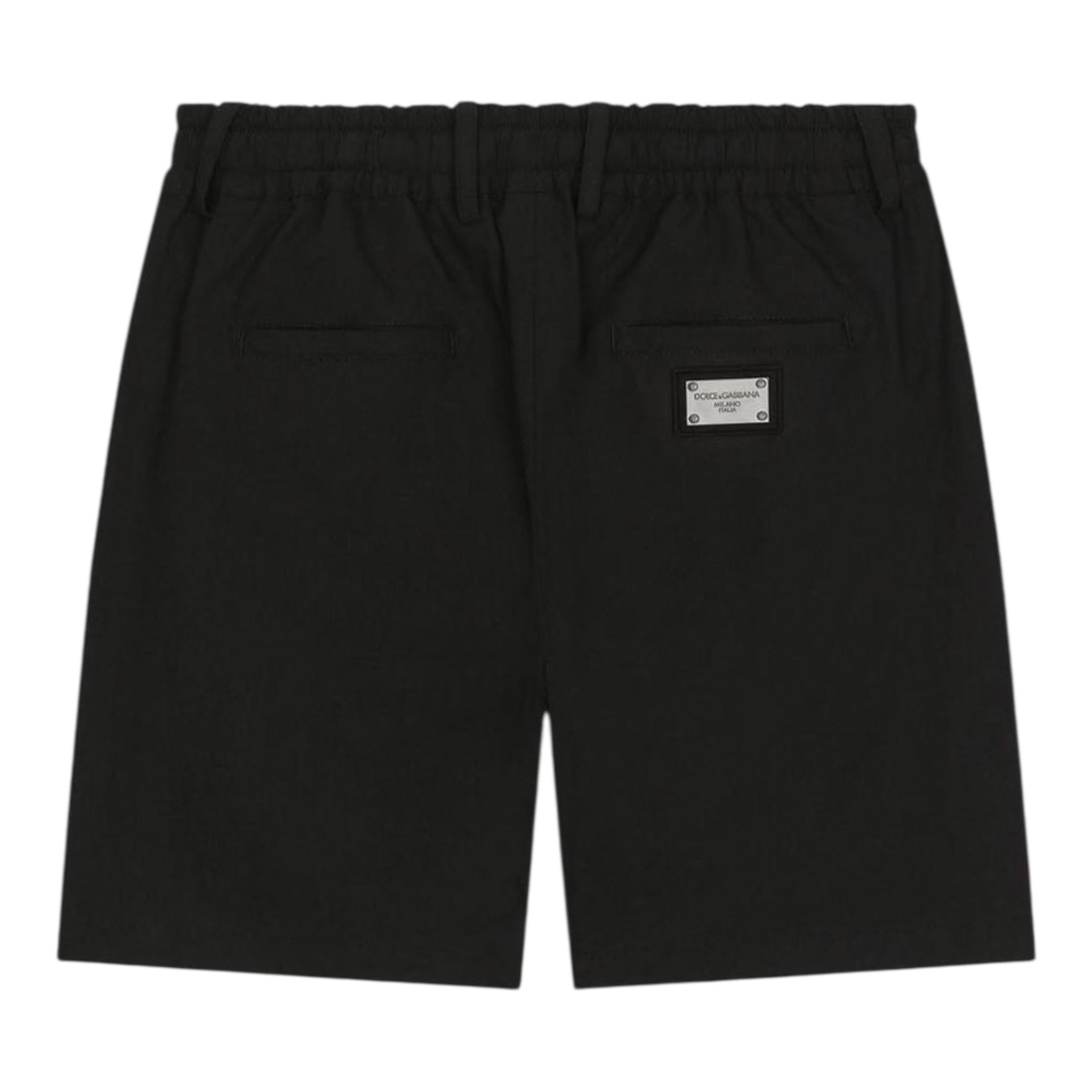 Dolce & Gabbana Bermuda Tinta Unita con Logo per Bambino L43P32 NERO DOLCE & GABBANA 