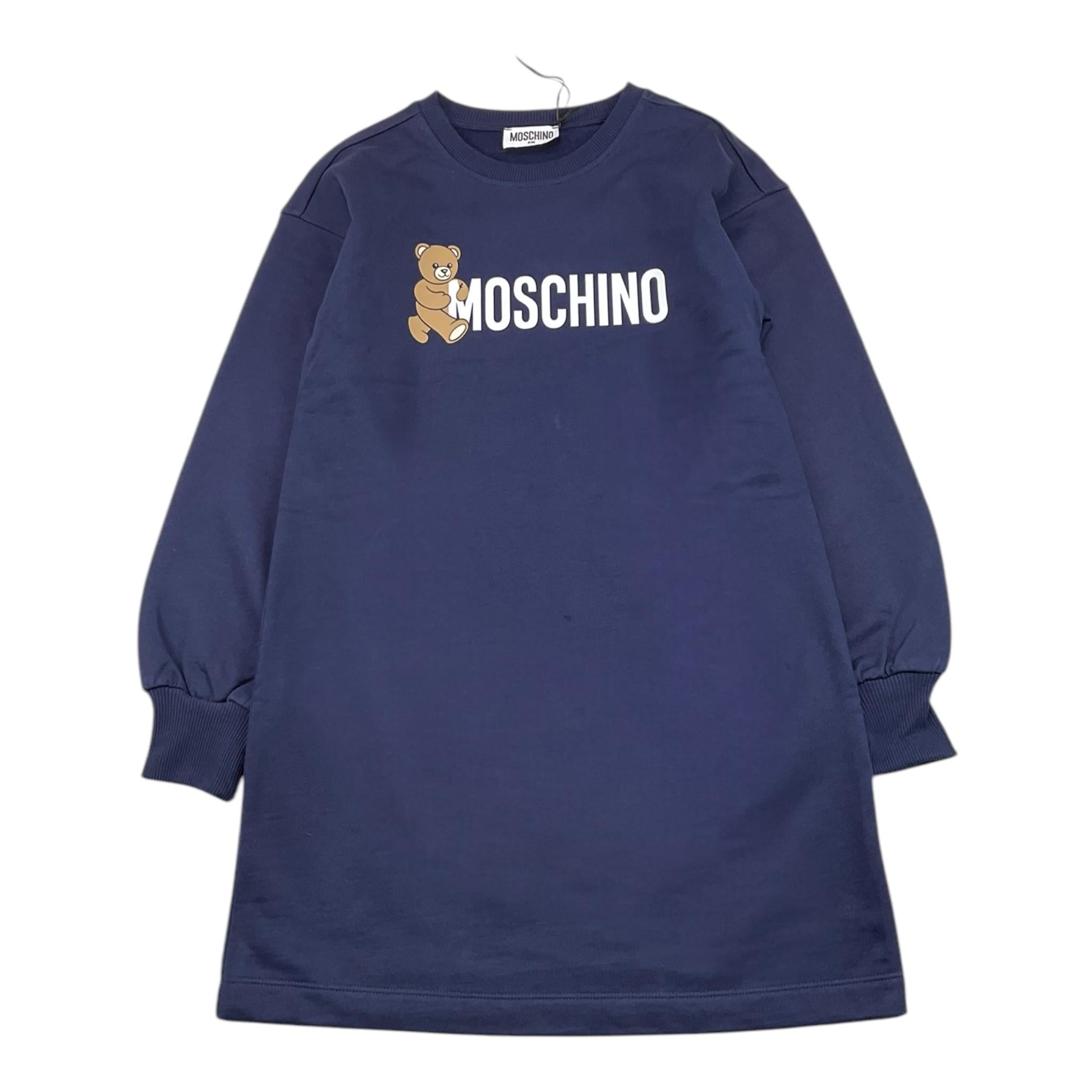 MOSCHINO abito tinta unita modello felpa con logo Blu per Bambina HDV0GY BLU MOSCHINO 