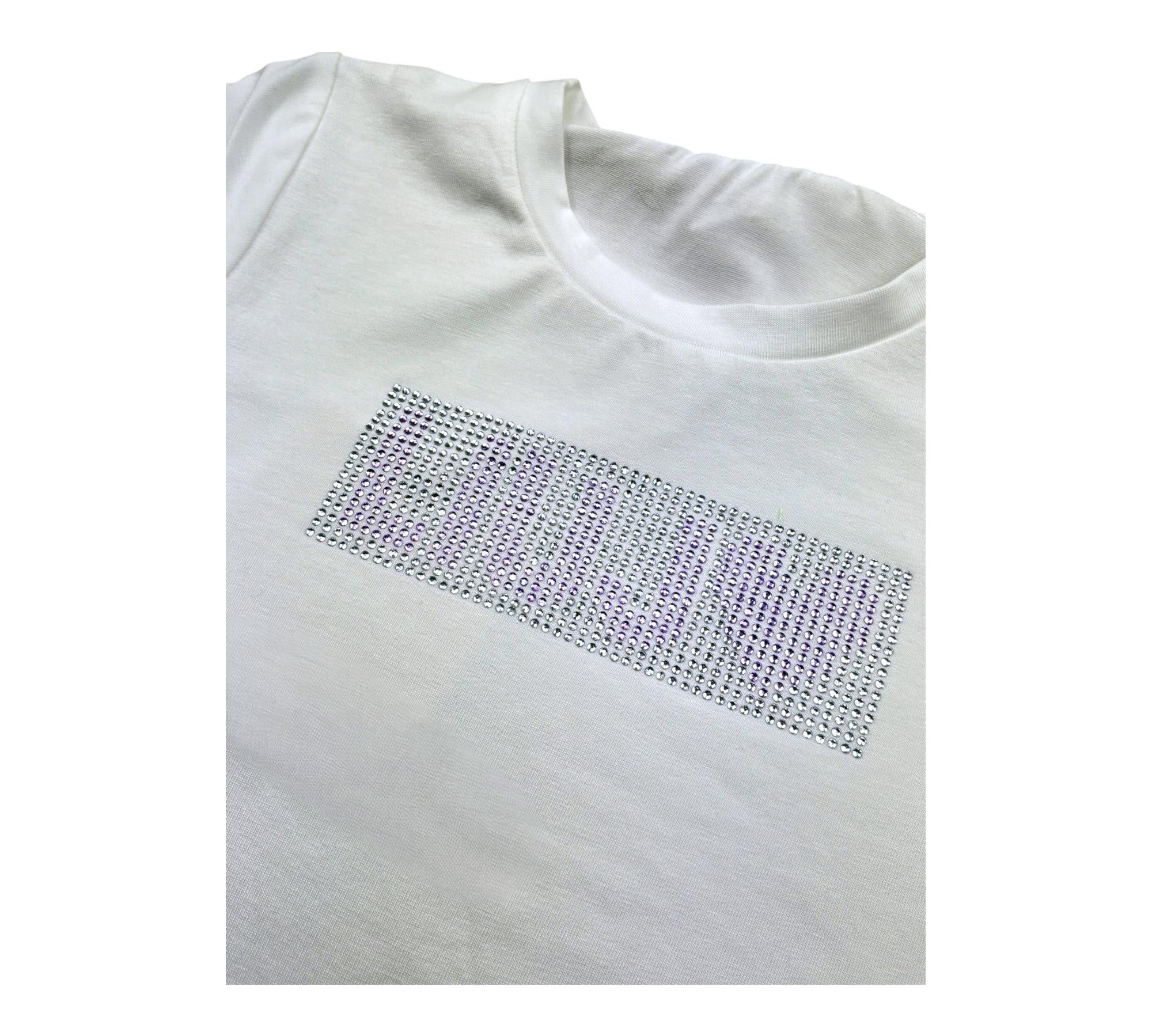 Liu Jo T-Shirt Tinta Unita con Brillantini per Neonata KA5095NXX BIANCO LIU JO 