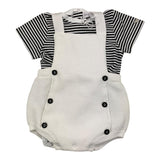 Emporio Armani Two-Tone White/Black Dungarees-T-Shirt Set for Newborns