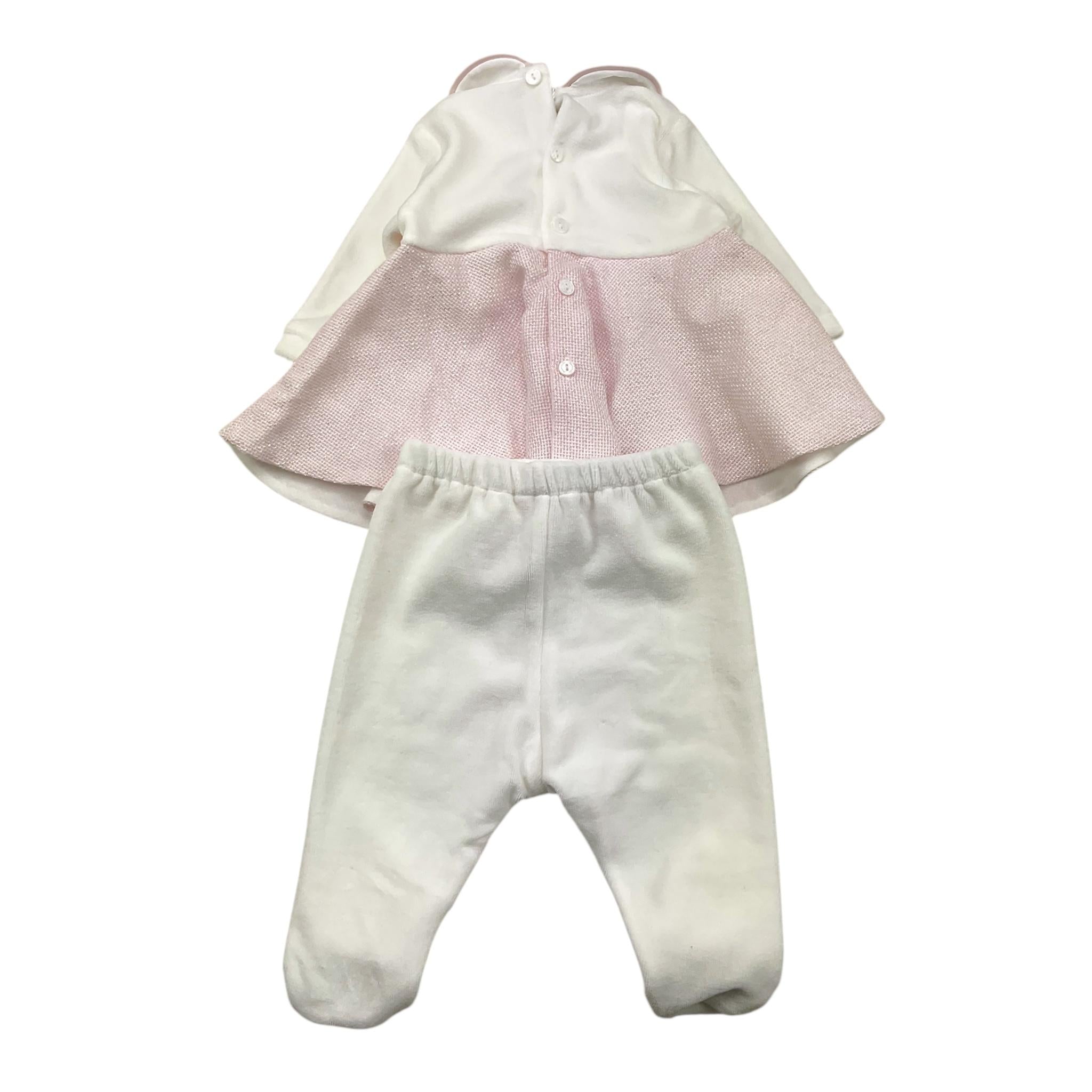 MINIMU' completo 2pz maglia-ghettina tinta unita con contrasti  Bianco per Neonata P39103 BIANCO MINIMU' 