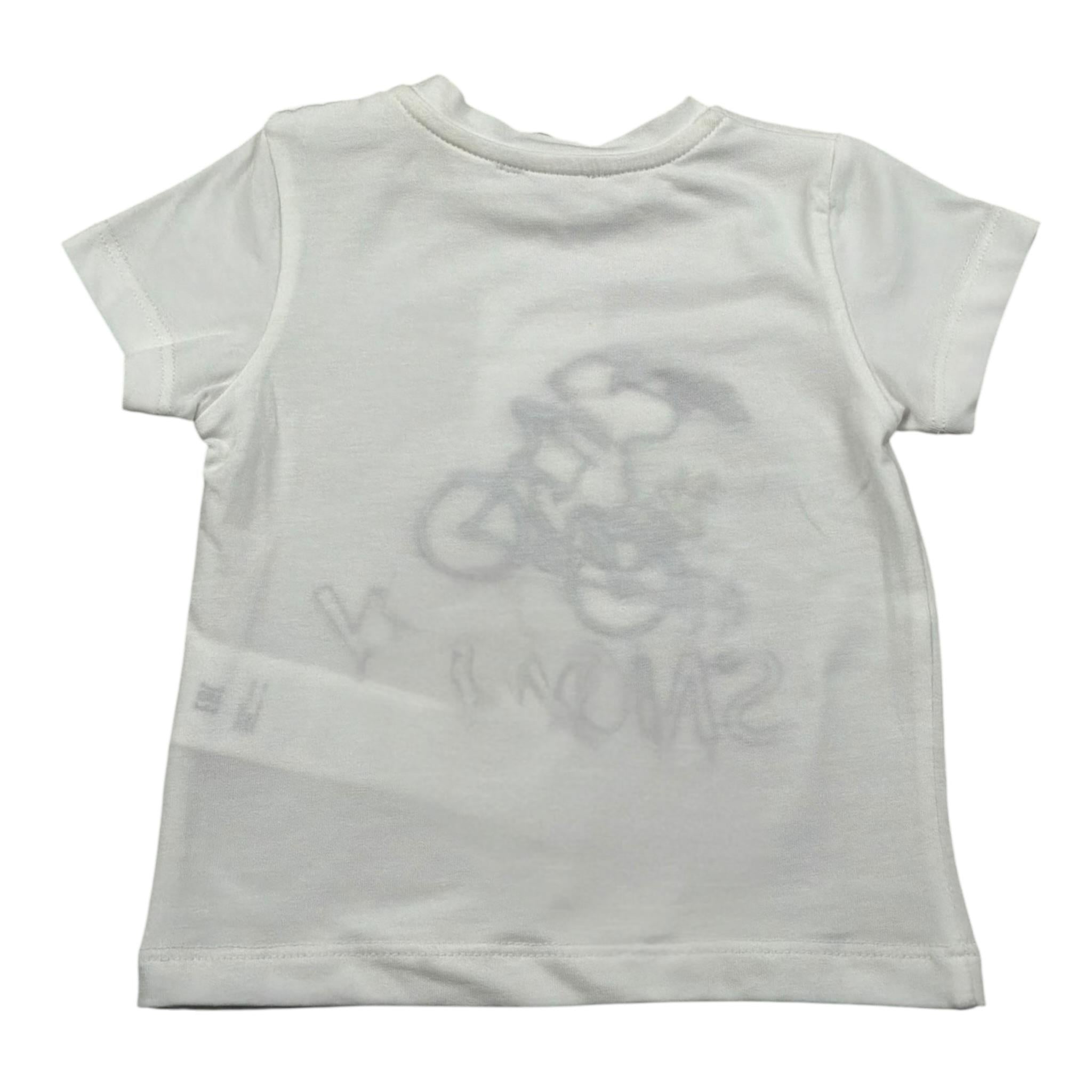 M+E' T-Shirt Girocoll tinta unita con Ricami Bianco per Neonato UEM0285 BIANCO M+E' 