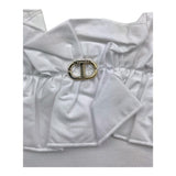 Twinset Plain White Ruffled Spaghetti Strap Top For Girls