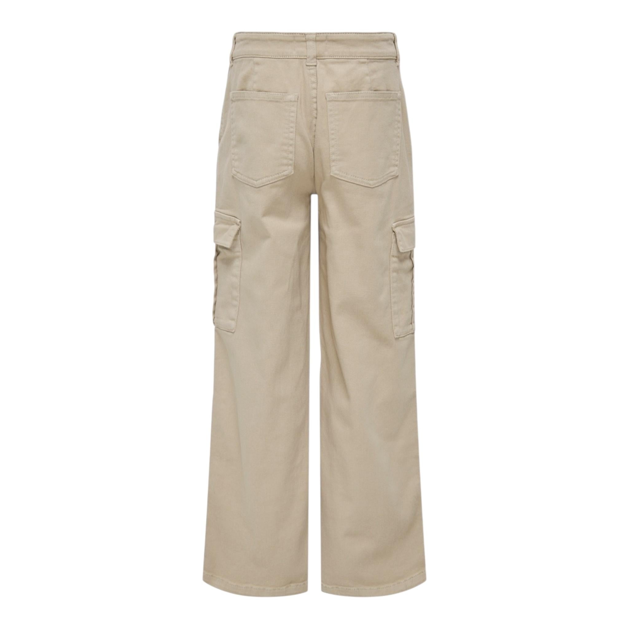 ONLY pantalone tinta unita con tasconi modello a palazzo Beige per Bambina 15304049 BEIGE ONLY 