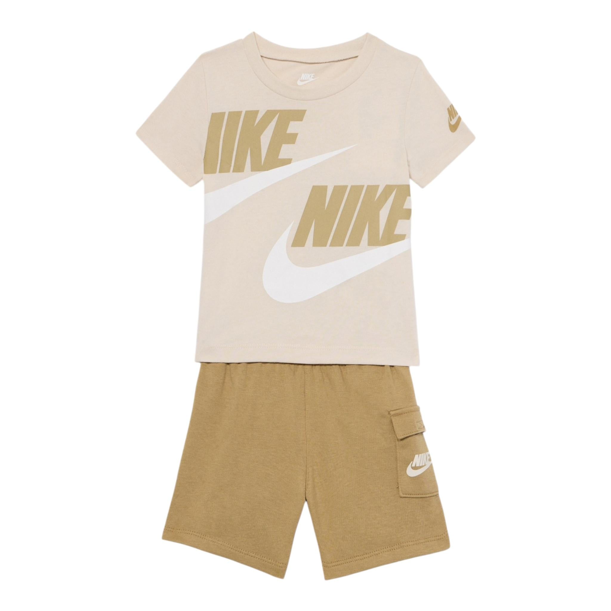 Nike Completo 2 Pezzi T-Shirt-Bermuda Tinta Unita per Neonato 86J213N BEIGE NIKE 