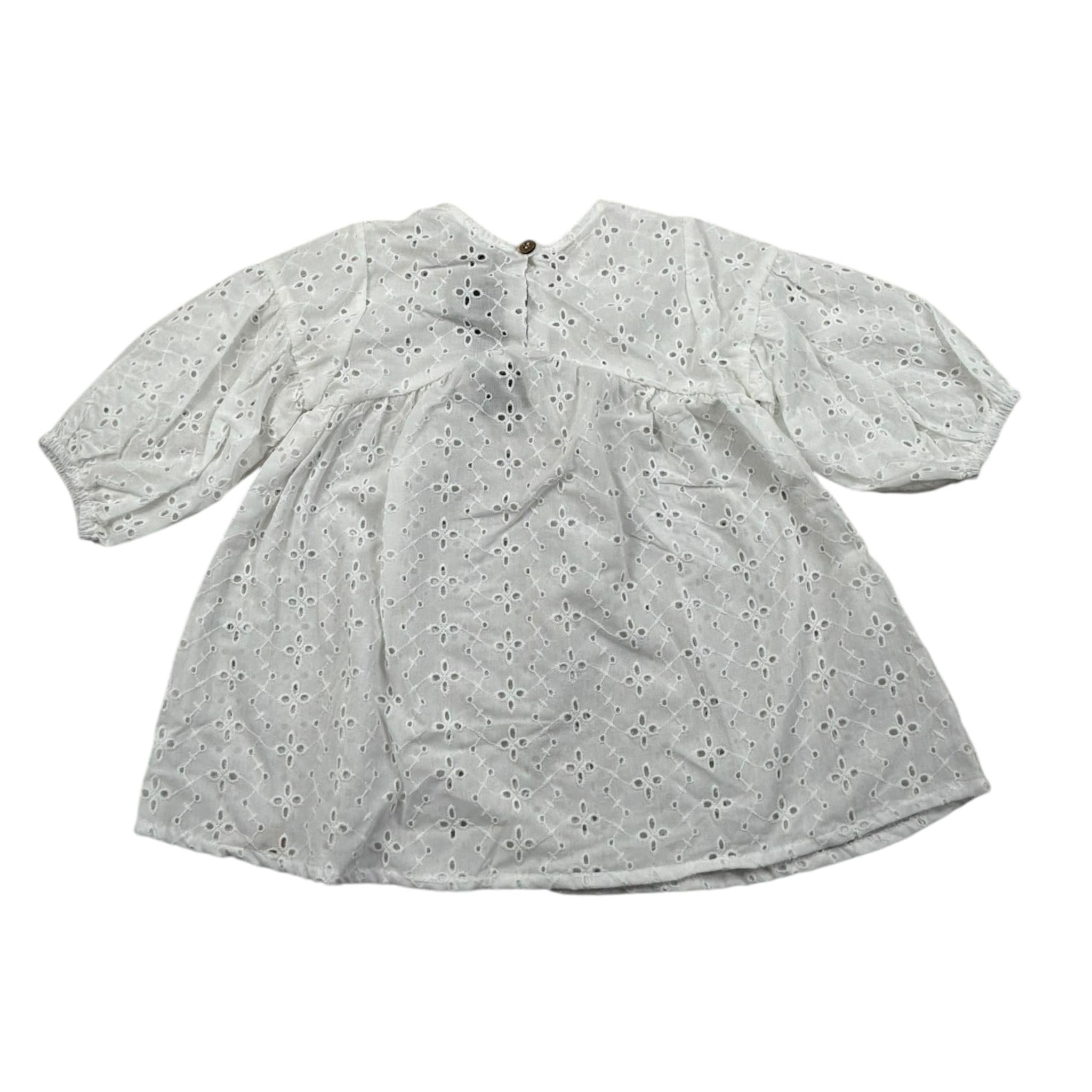 Bamboom+Babies Abito Manica Lunga Tinta Unita In Pizzo Sangallo per Neonata 816 BIANCO BAMBOOM+BABIES 