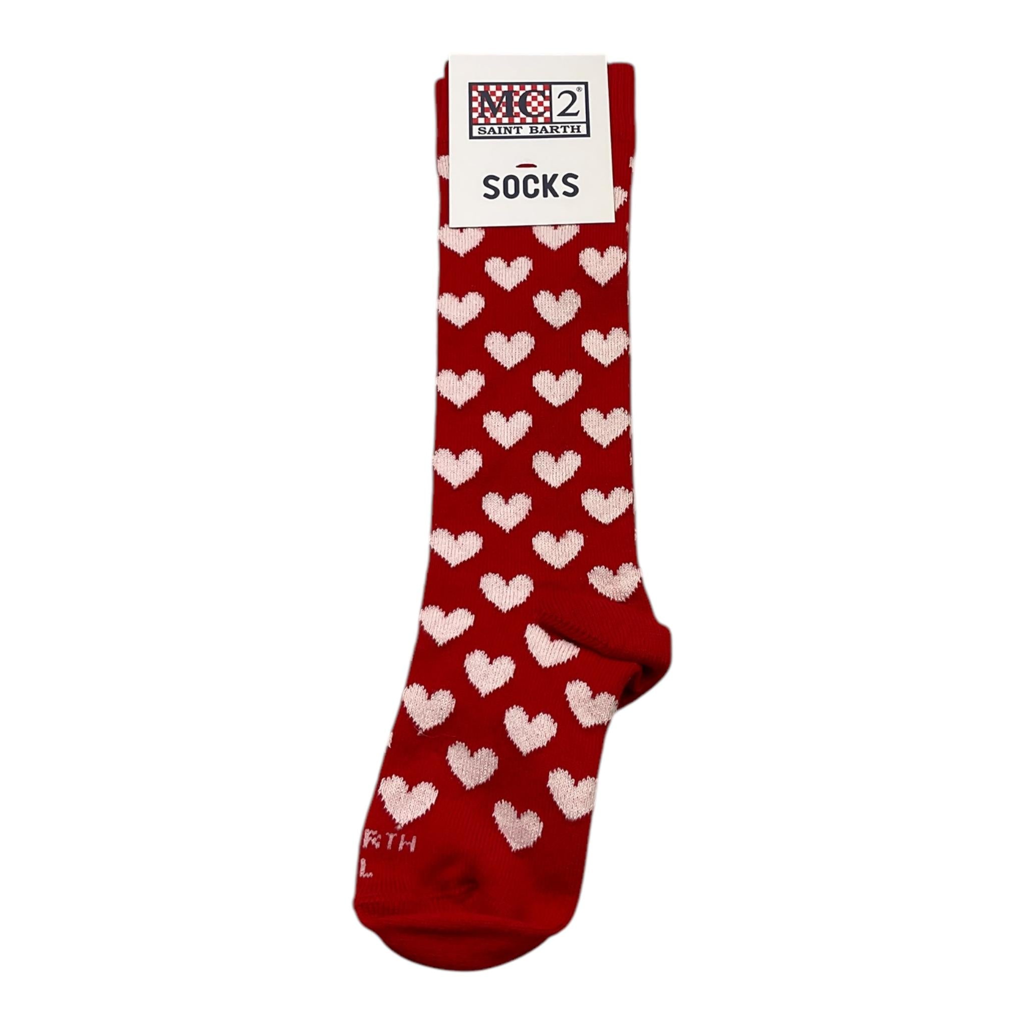 SAINT BARTH calzini tinta unita con stampe cuori Rosso per Bambina DOXJRR ROSSO SAINT BARTH 