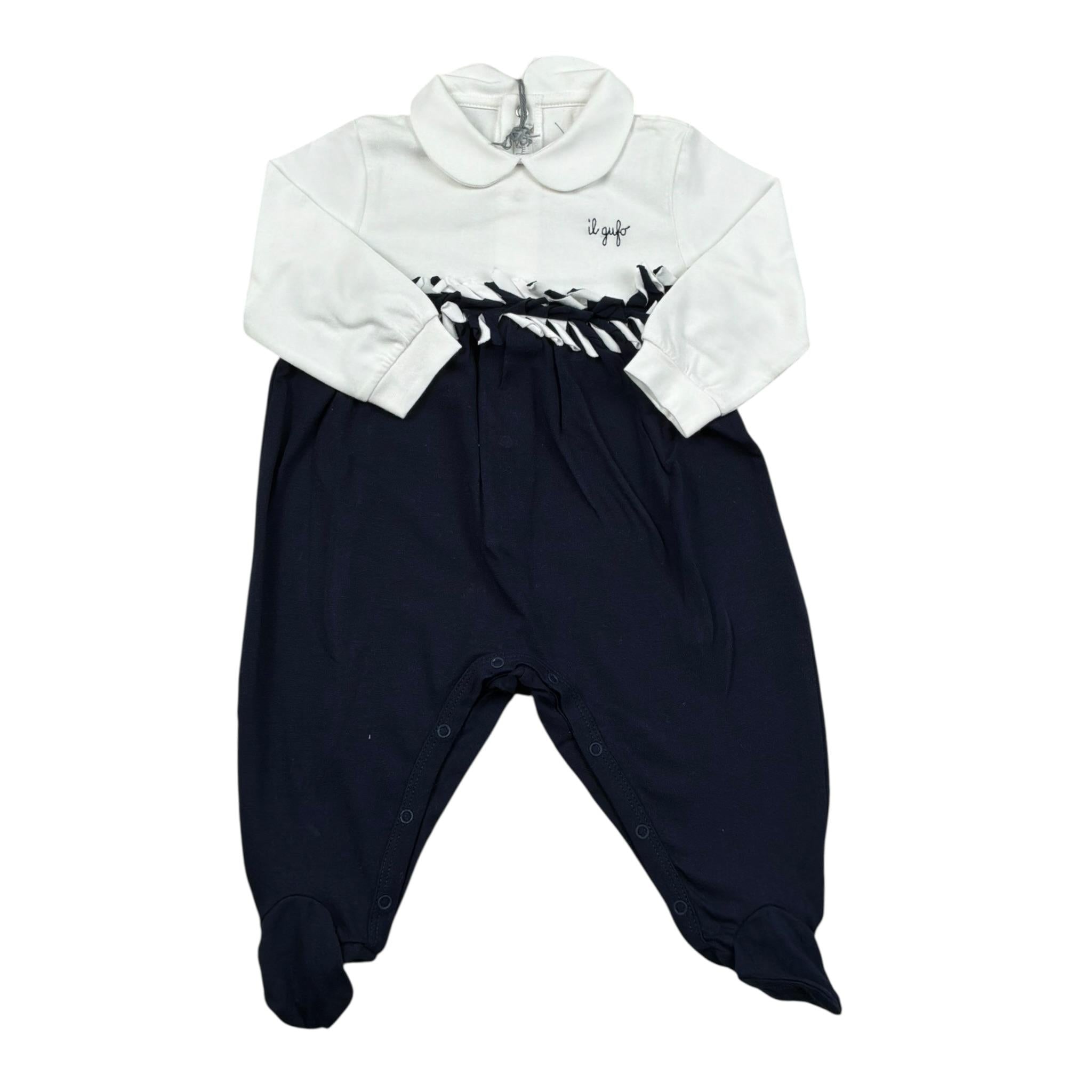 Il Gufo Tutina Bicolore con Stampa per Neonata P19TP254M0032 BIANCO/BLU IL GUFO 