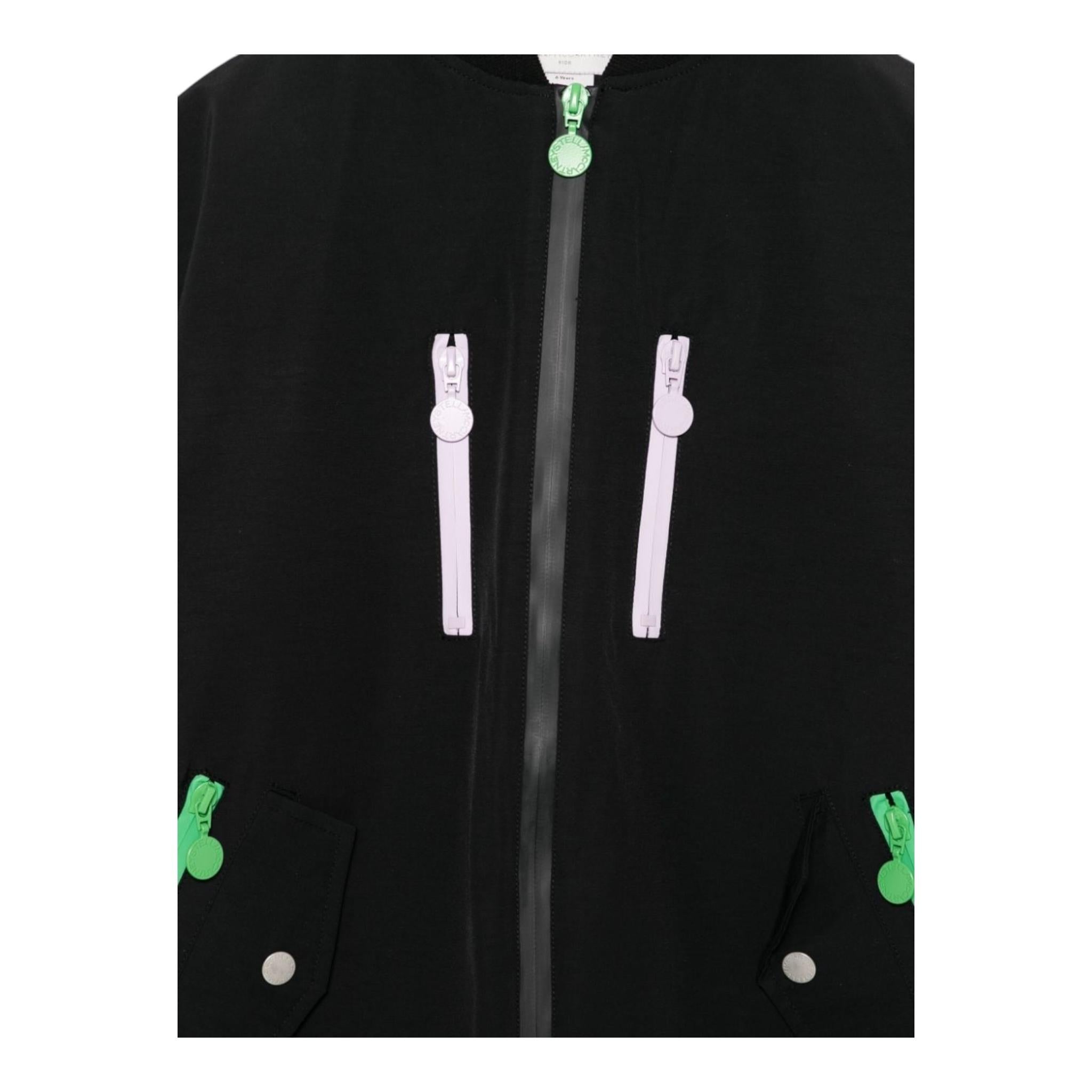 STELLA McCARTNEY giubbino tinta unita con stampa e zip Nero per Bambina TV2B80 NERO STELLA McCARTNEY 