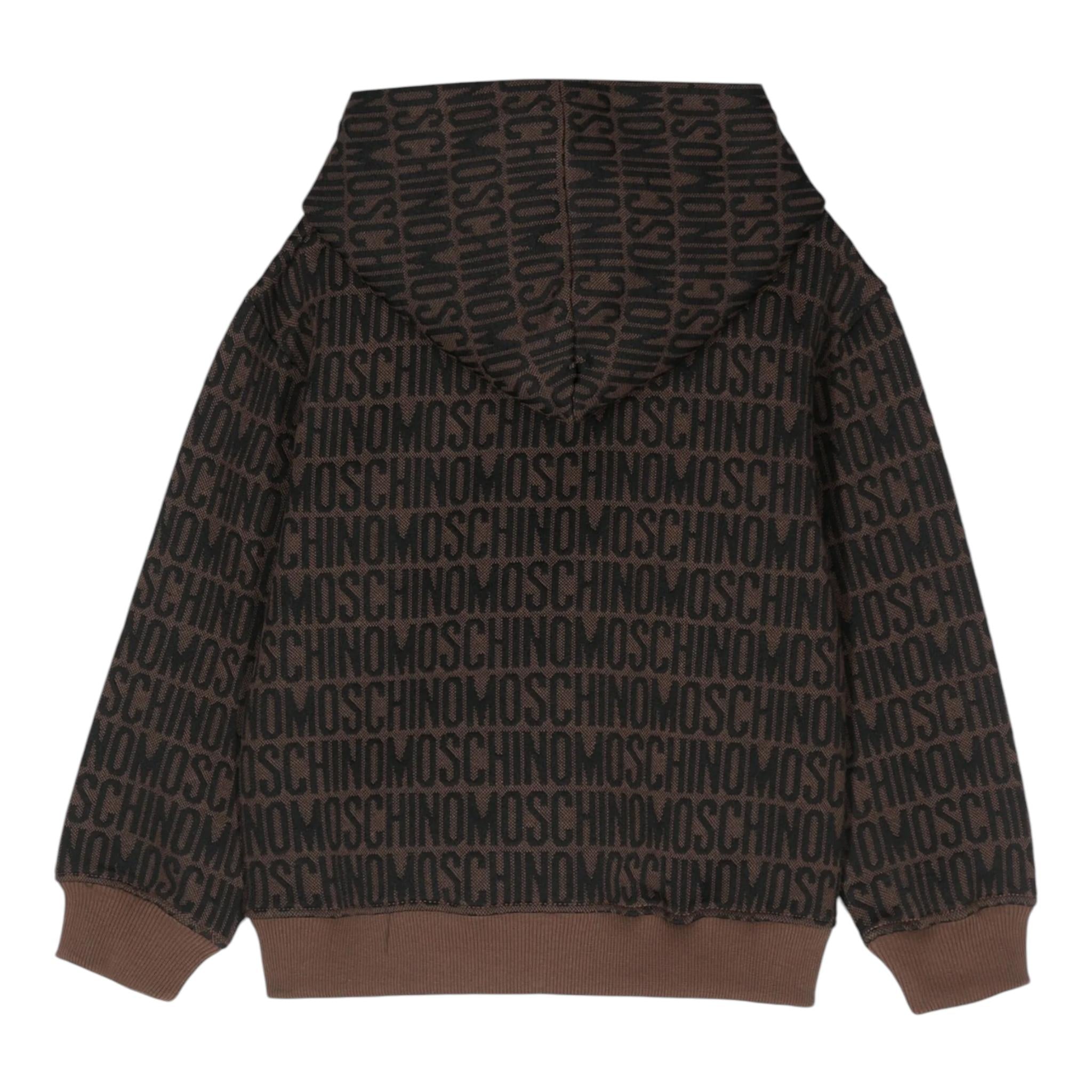 MOSCHINO felpa tinta unita logata con cappuccio Marrone per Bambino HUF08CX MARRONE MOSCHINO 