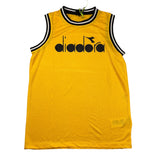 Diadora Solid Color Crew Neck Tank Top With Logo Print Yellow Ochre For Boys