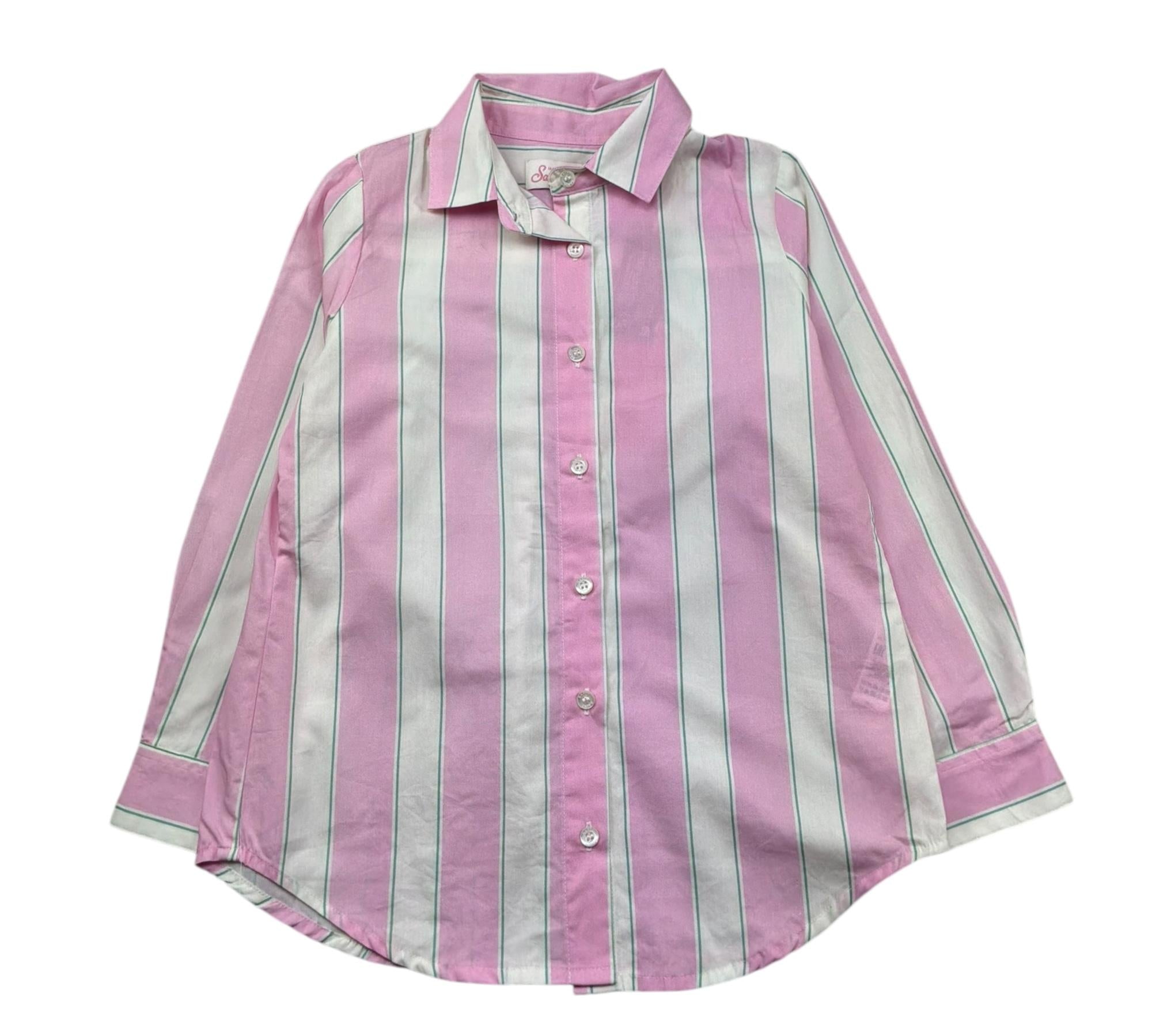 Saint Barth Camicia Bicolore con Fantasia A Righe per Bambina BRIG00300897 BIANCO/ROSA SAINT BARTH 
