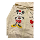 Kangaroo Zip Up Hoodie Plain Color Contrast Print Beige for Baby Girl