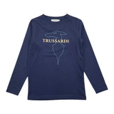 TRUSSARDI shirt girocollo tinta unita con stampa logo Blu per Bambino TBA25015TS BLU TRUSSARDI 