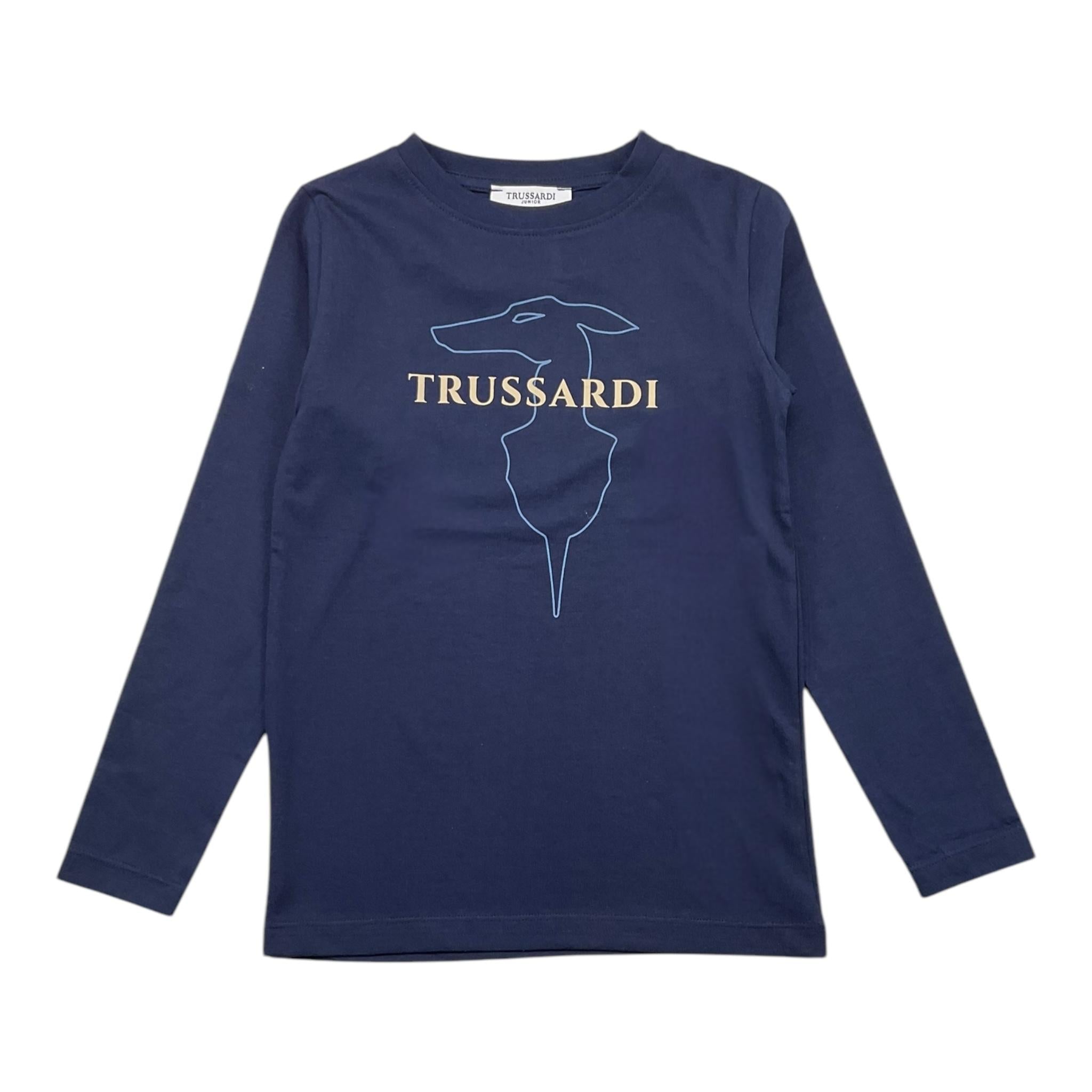 TRUSSARDI shirt girocollo tinta unita con stampa logo Blu per Bambino TBA25015TS BLU TRUSSARDI 