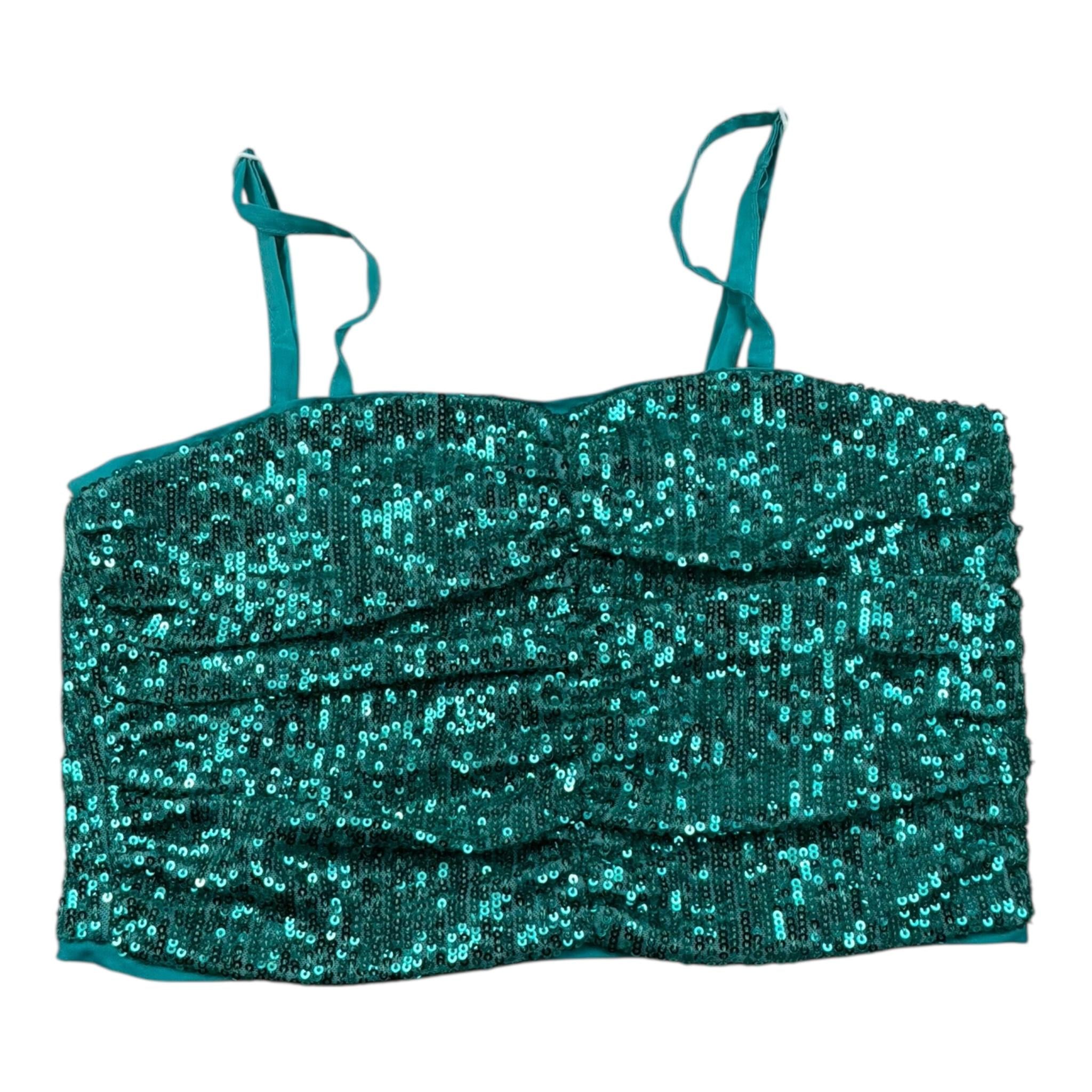 Naice Top Tinta Unita con Paillettes per Bambina 20061 VERDE ACQUA NAICE 