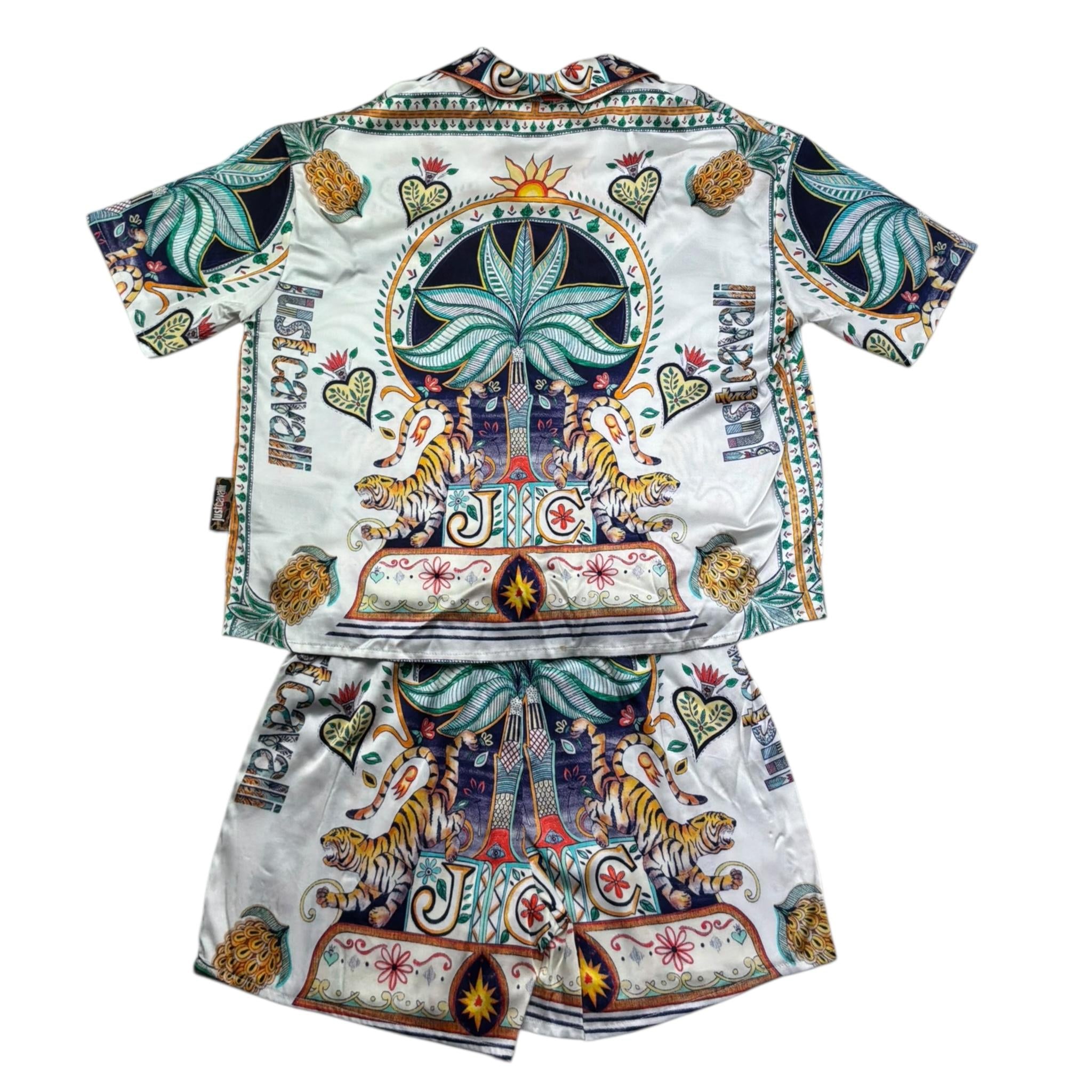 Just Cavalli Completo 2 Pezzi Camicia-Bermuda Stampa Fantasia per Bambino JGP26104CE BIANCO JUST CAVALLI 