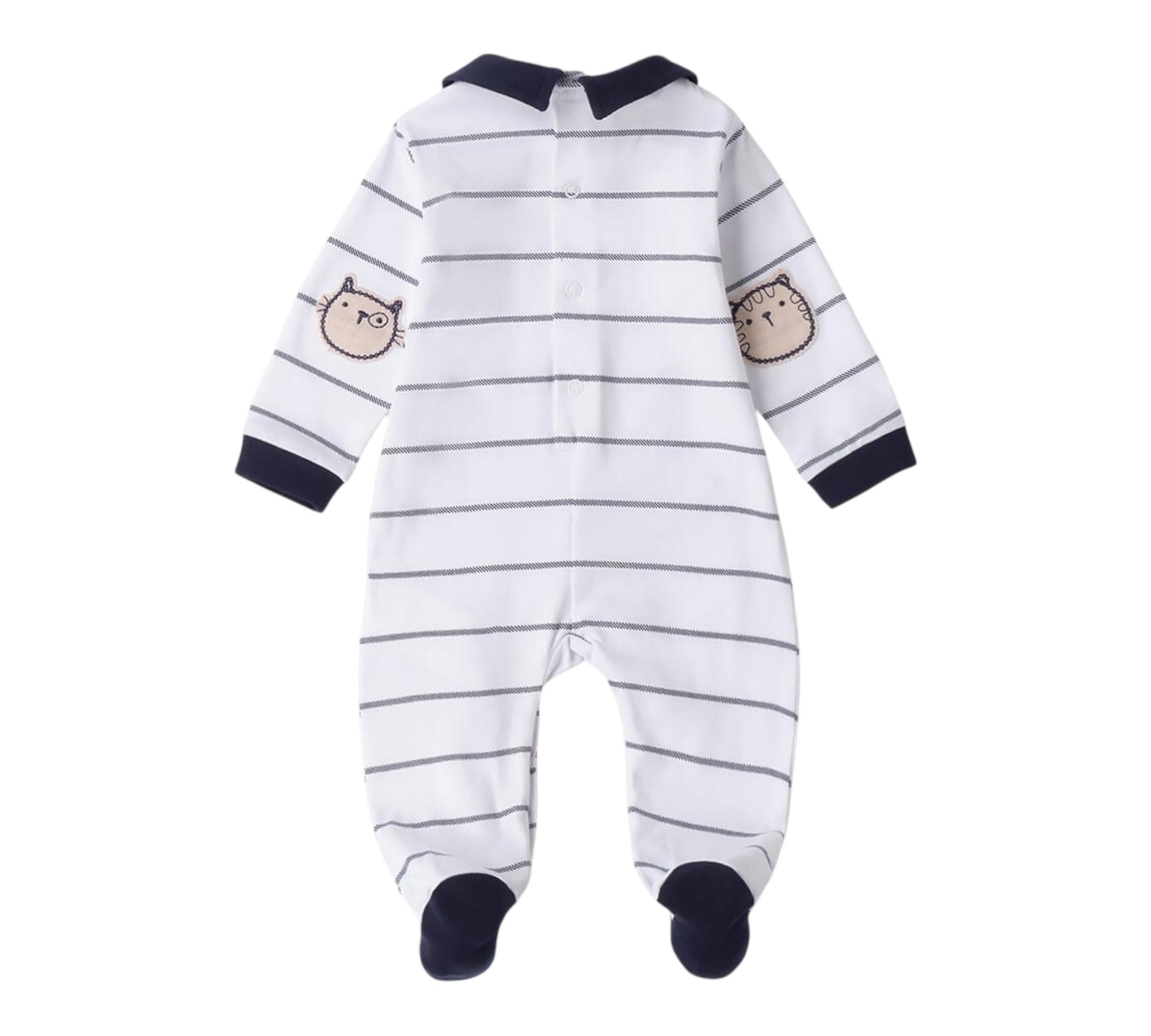 Minibanda Tutina Manica Lunga Tinta Unita con Stampe per Neonato 3B666 BIANCO MINIBANDA 