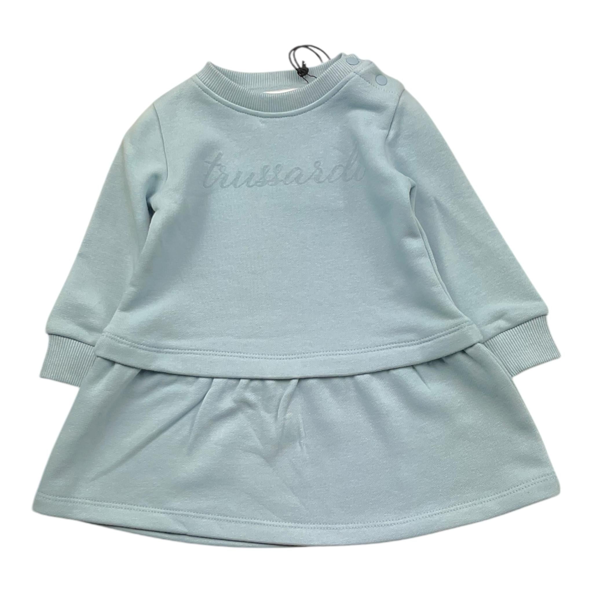 TRUSSARDI abito tinta unita girocollo con stampa Azzurro per Neonata TIA25003VE AZZURRO TRUSSARDI 