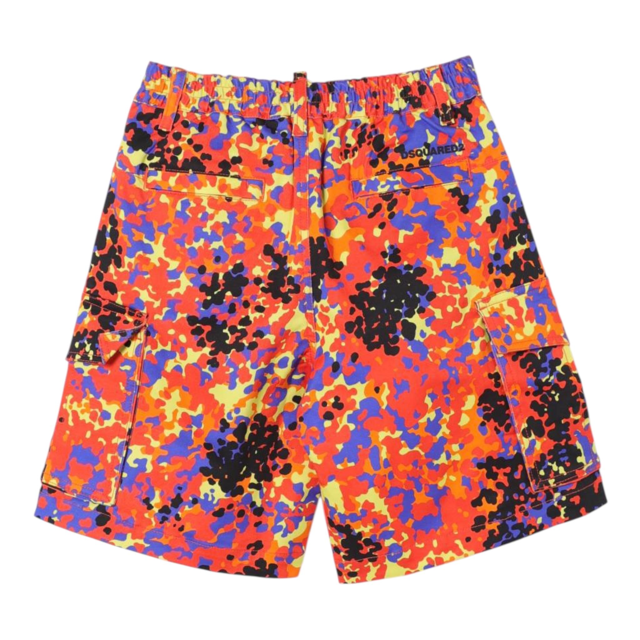 Dsquared2 Bermuda Multicolor con Tasconi per Bambino DQ2281 ARANCIONE DSQUARED2 