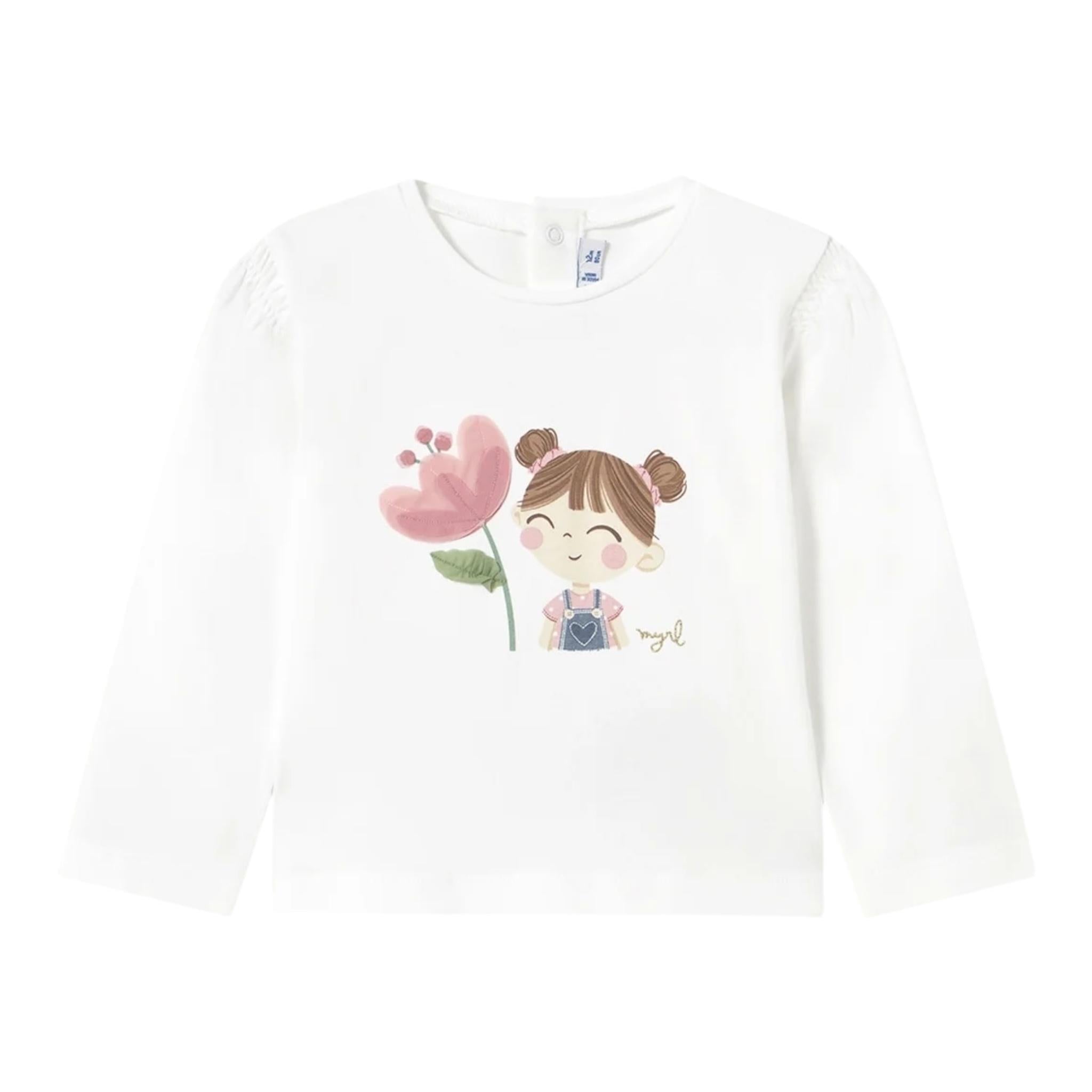 Mayoral Shirt Girocollo Tinta Unita con Stampa per Neonata 1050 BIANCO MAYORAL 