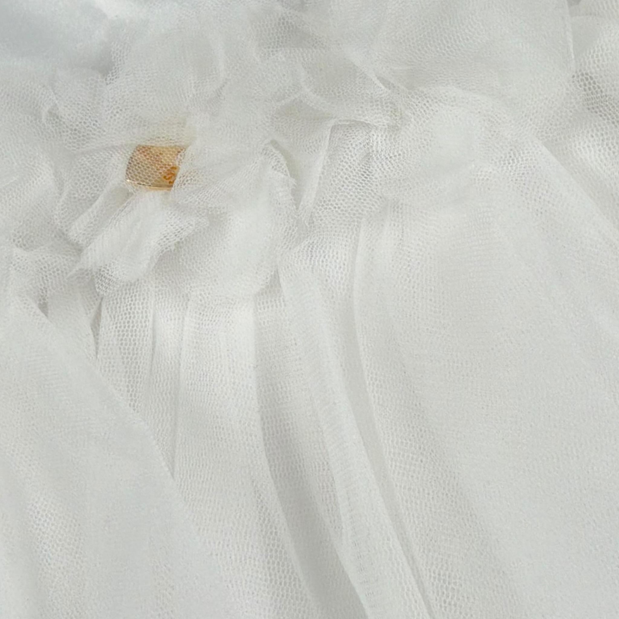 Le Bebe' Abito Cerimonia Tinta Unita con Tulle per Neonata LBG5201 BIANCO LE BEBE' 