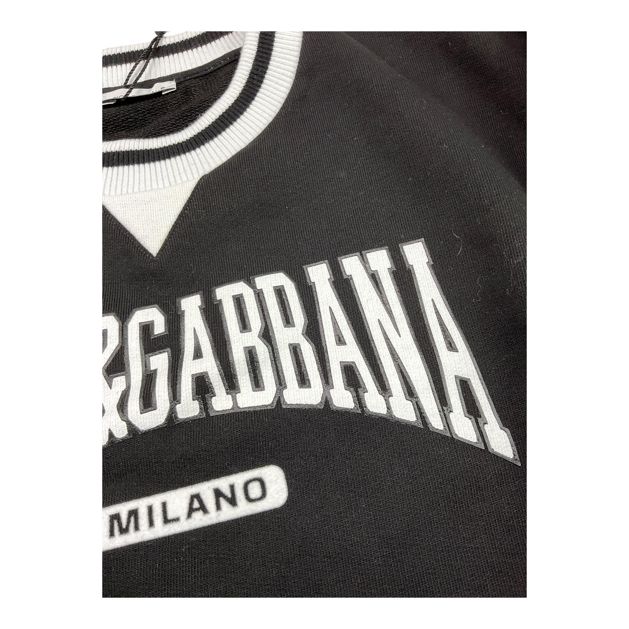 DOLCE & GABBANA felpa tinta unita gircocollo con profili in contrasto Nero per Bambino L4JWKR NERO DOLCE & GABBANA 