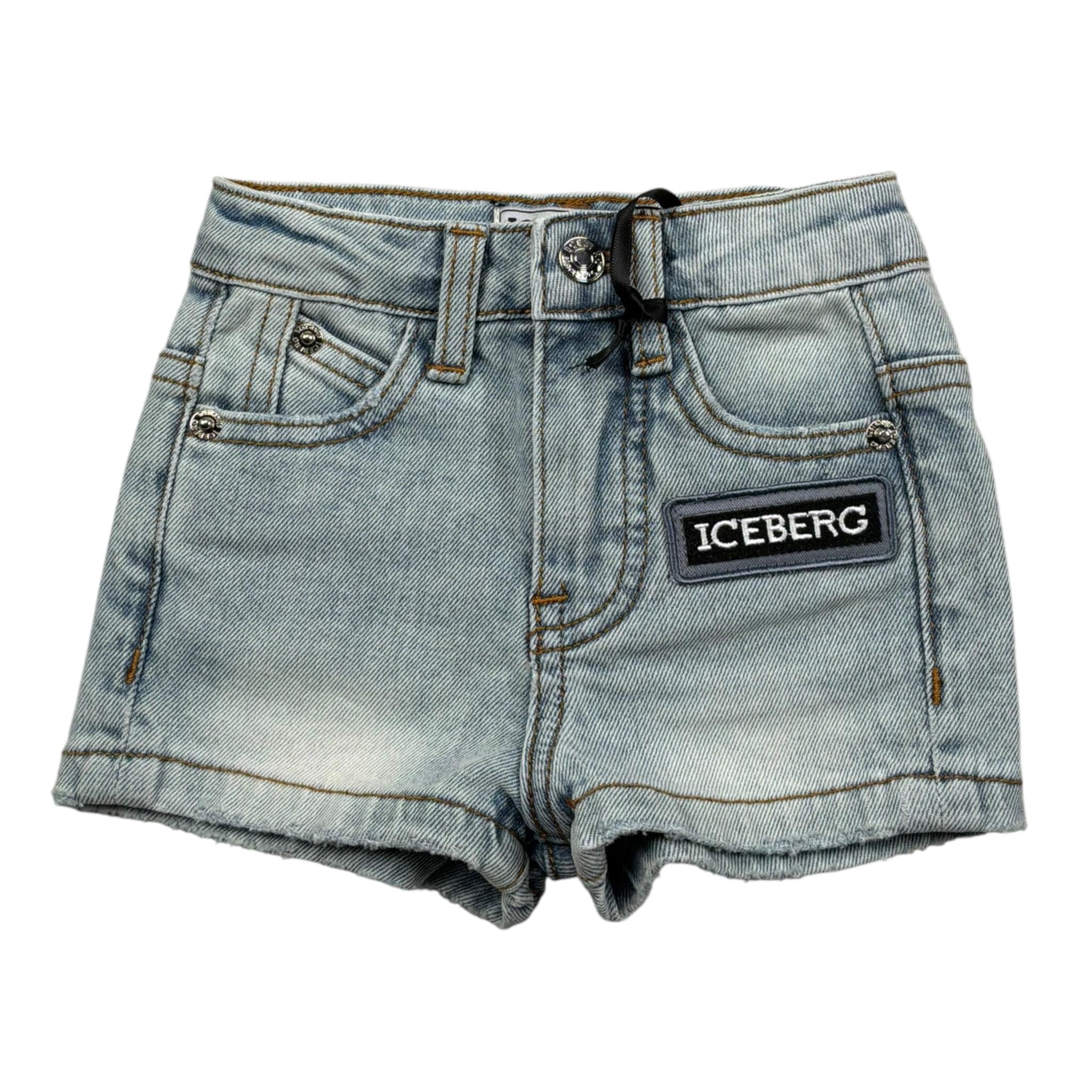 Iceberg Bermuda In Denim Tinta Unita con Girovita Regolabile per Neonato BMICE51008 AZZURRO ICEBERG 