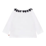 Carre'Ment Beau Shirt Crew Neck Solid Color with White Contrast Collar for Girls