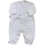 Barcellino Solid Color Romper with White Flower Embroidery for Newborn