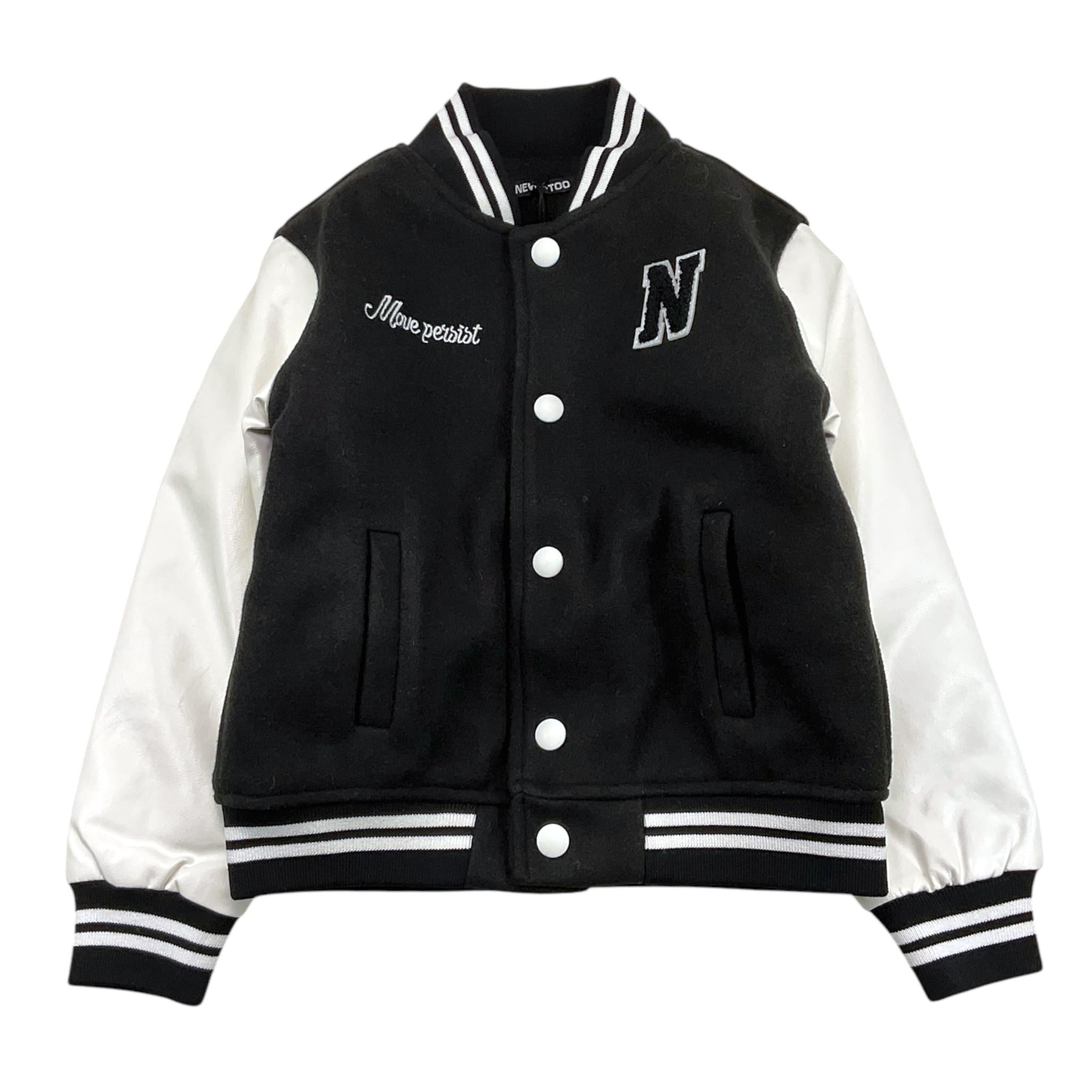 NEVER TOO giubbino modello college bicolore con maniche in contrasto Bianco/nero per Bambino NT1810B BIANCO/NERO NEVER TOO 