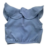 M+E' Solid Color Sleeveless Top with Ruffle Collar in Light Blue for Baby Girls