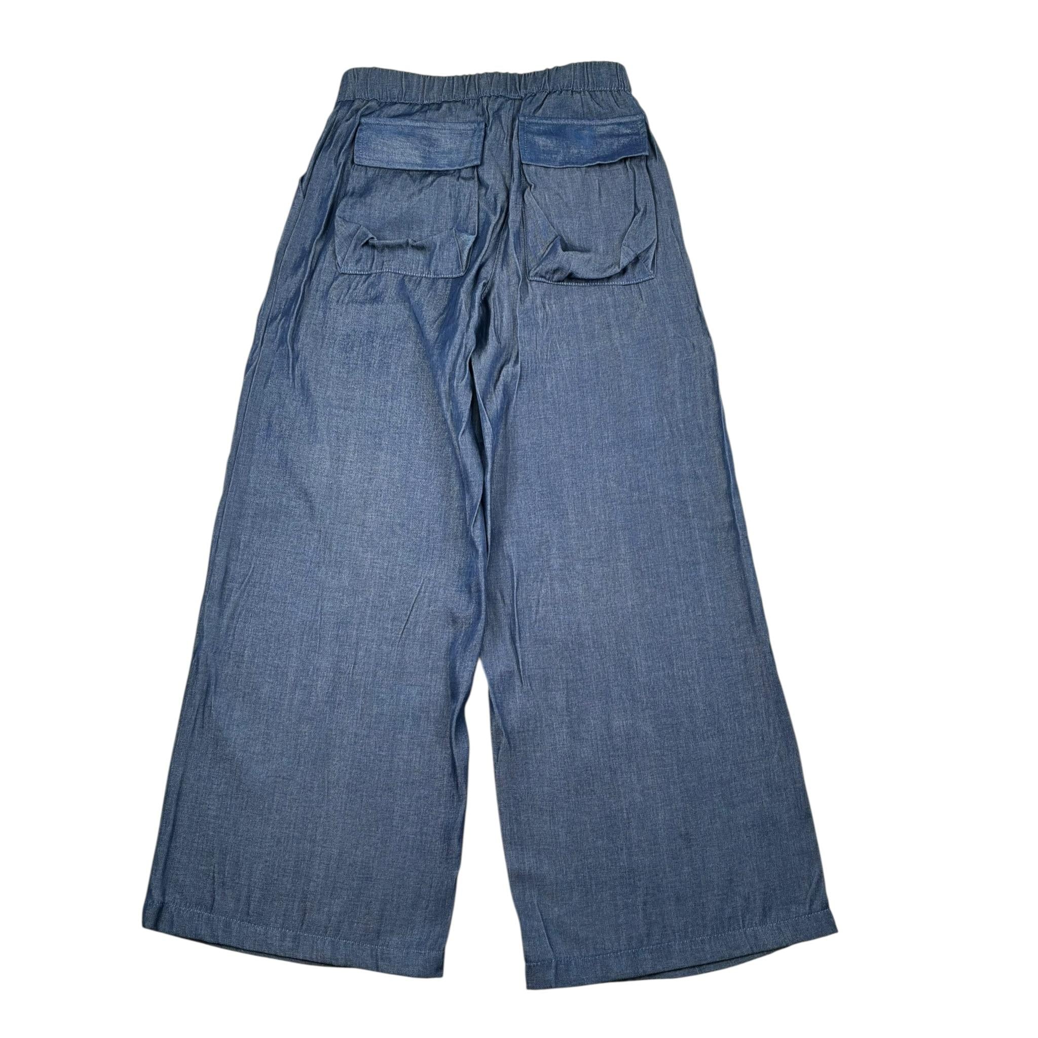 Manila Grace Pantalone Tinta Unita Modello Palazzo per Bambina MG2630 BLU MANILA GRACE 