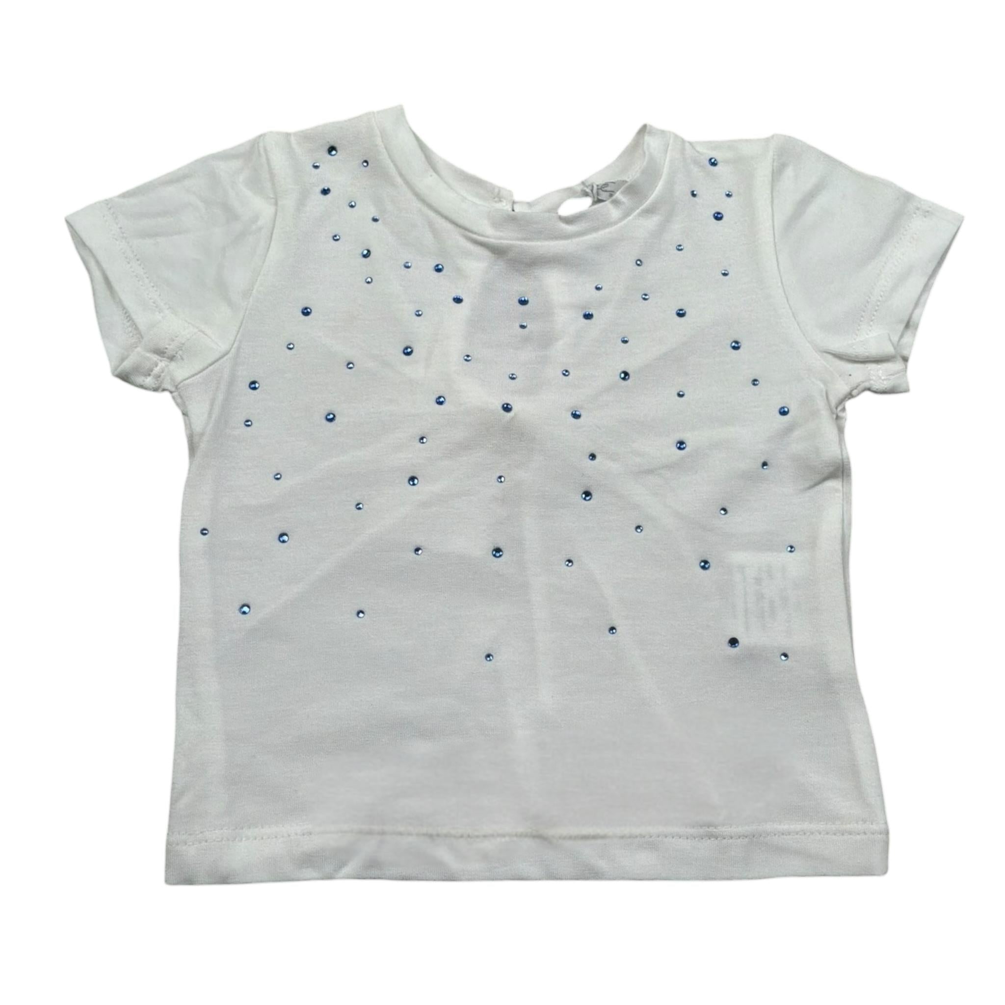 M+E' T-Shirt Girocollo Tinta Unita con Brillantini per Neonata UE1786 BIANCO M+E' 