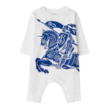 Burberry Baby Boy's Long Sleeve Onesie Solid Color With Contrast Print White