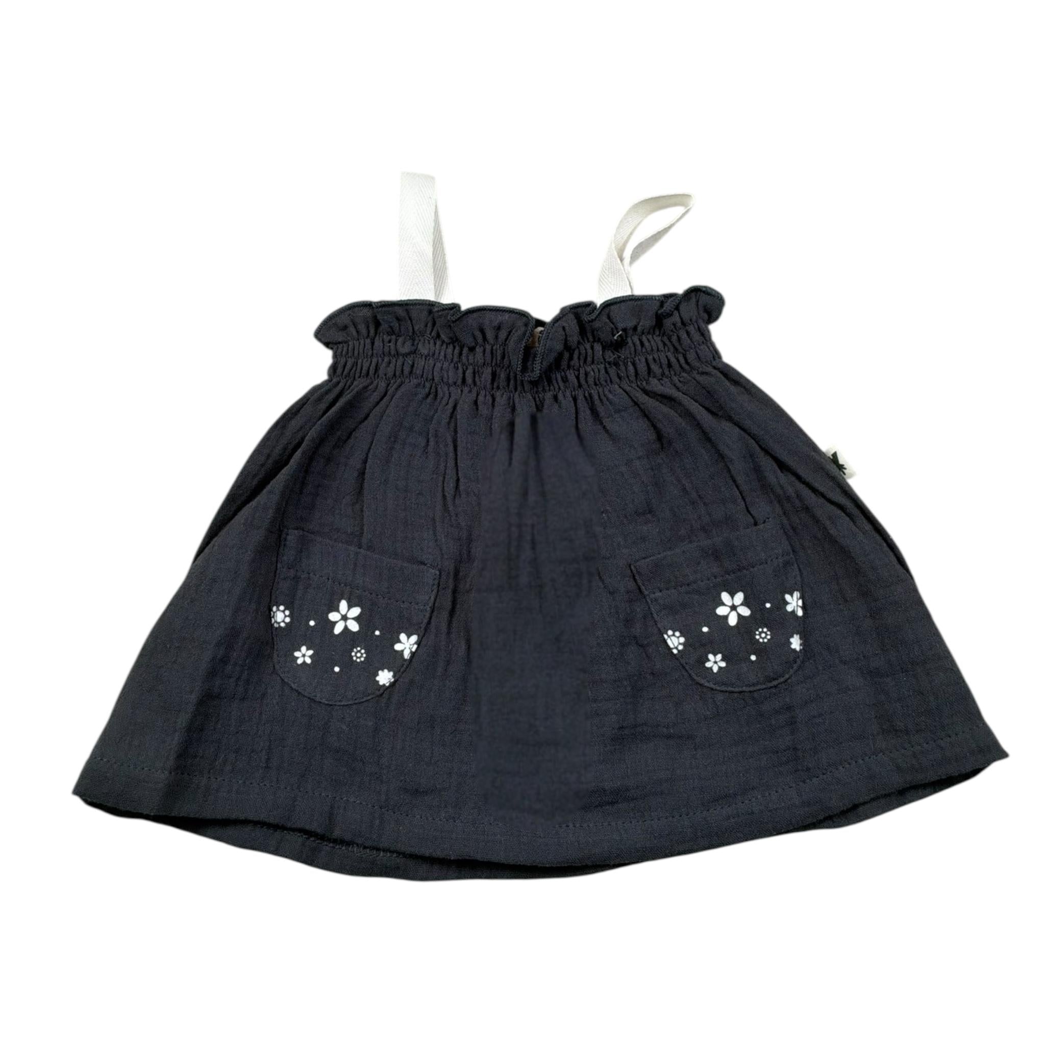 Petit Indi Top Tinta Unita con Stampa per Neonata SS25B0426 GRIGIO PETIT INDI 