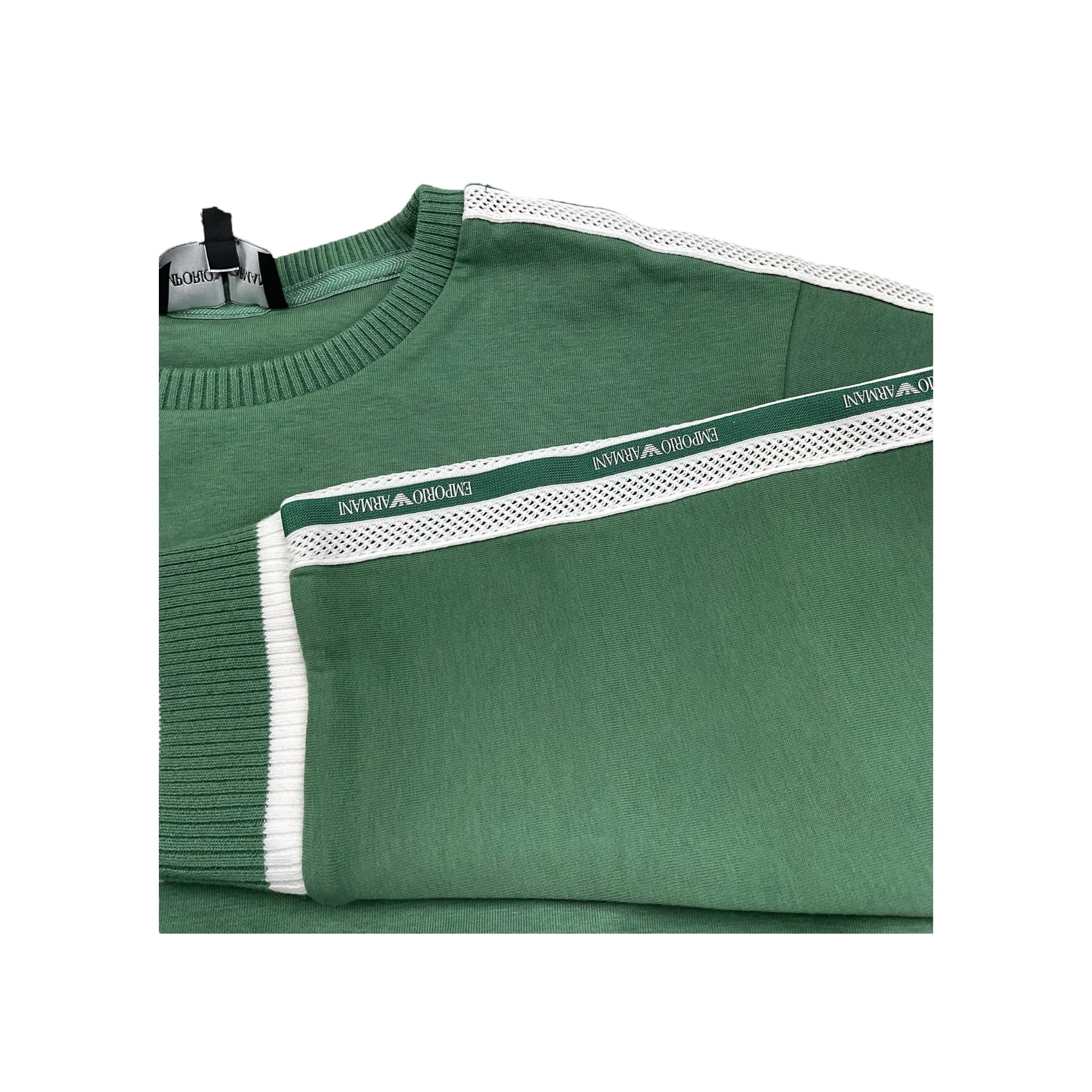 Emporio Armani Felpa Girocollo Tinta Unita  per Bambino EB000146 VERDE EMPORIO ARMANI 
