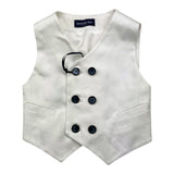 Emanuel Pris Plain Waistcoat With Contrast Buttons White For Boys