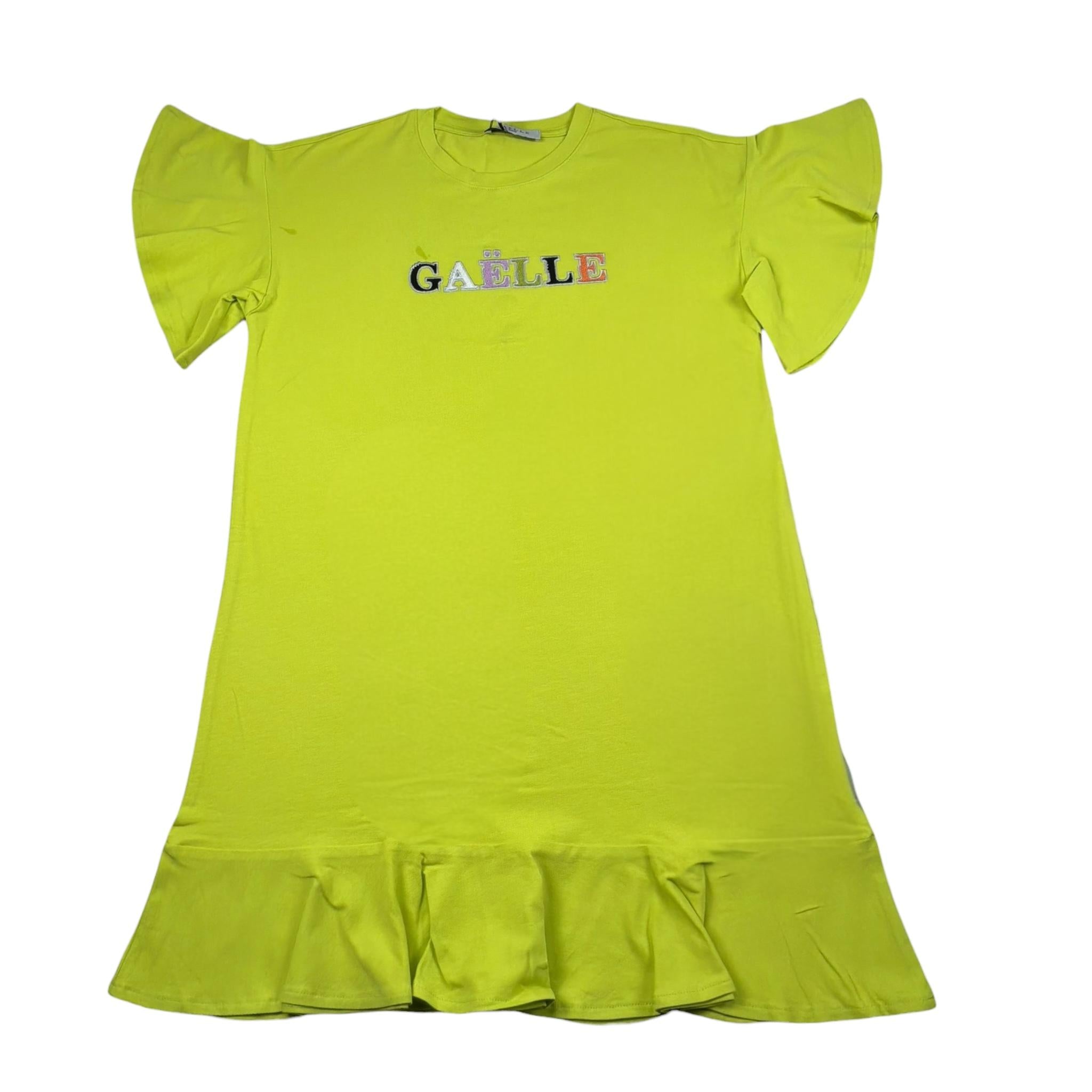 Gaelle Abito Mezza Manica Tinta Unita con Stampa per Bambina 2746V00339X VERDE GAELLE 