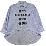 Vicolo Asymmetric Long Sleeve Shirt Striped Pattern Light Blue For Girls