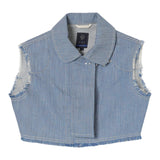 Fay Solid Color Denim Vest With Buttons Light Blue For Girls