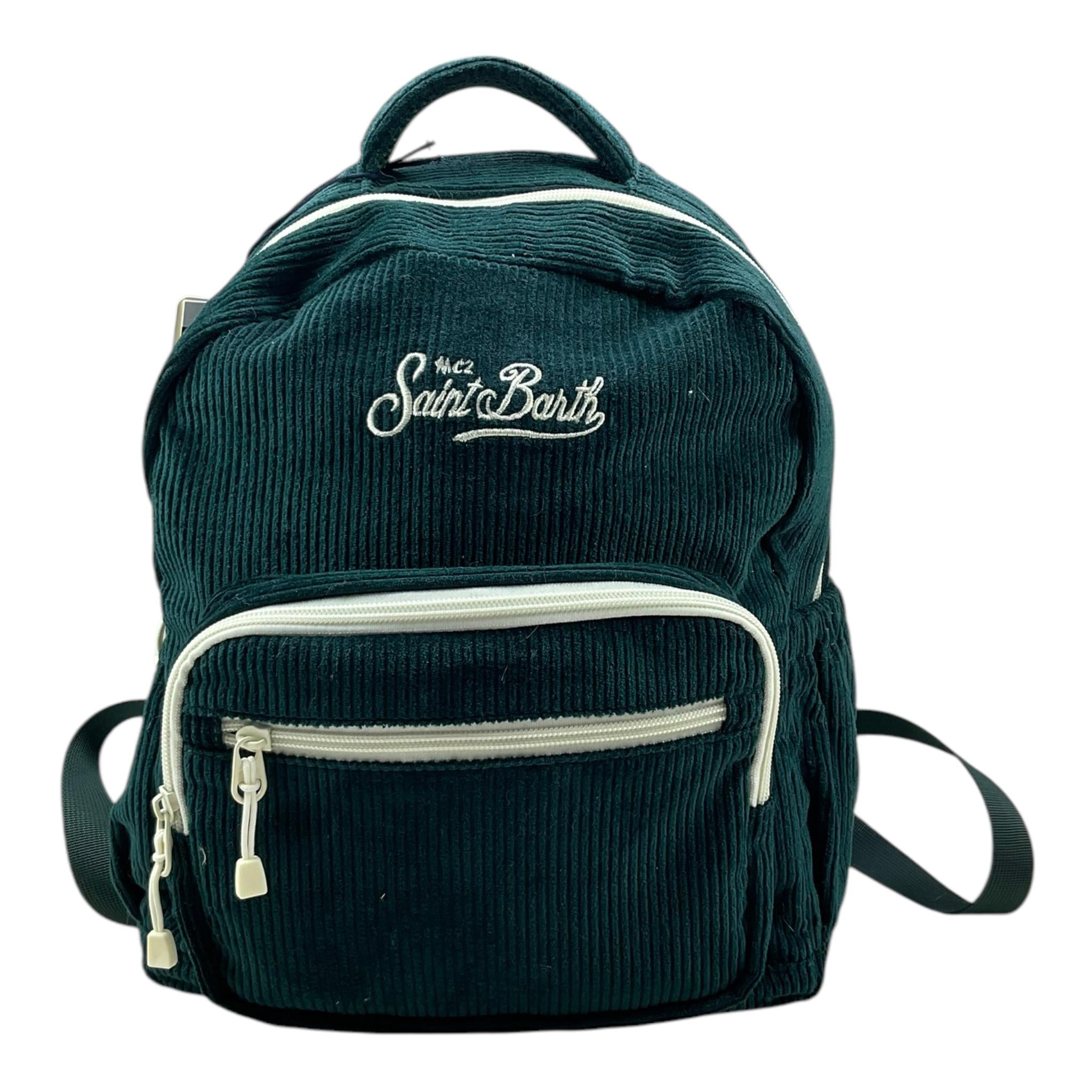 SAINT BARTH zaino tinta unita in velluto Verde per Bambina KIDSBACK VERDE SAINT BARTH 