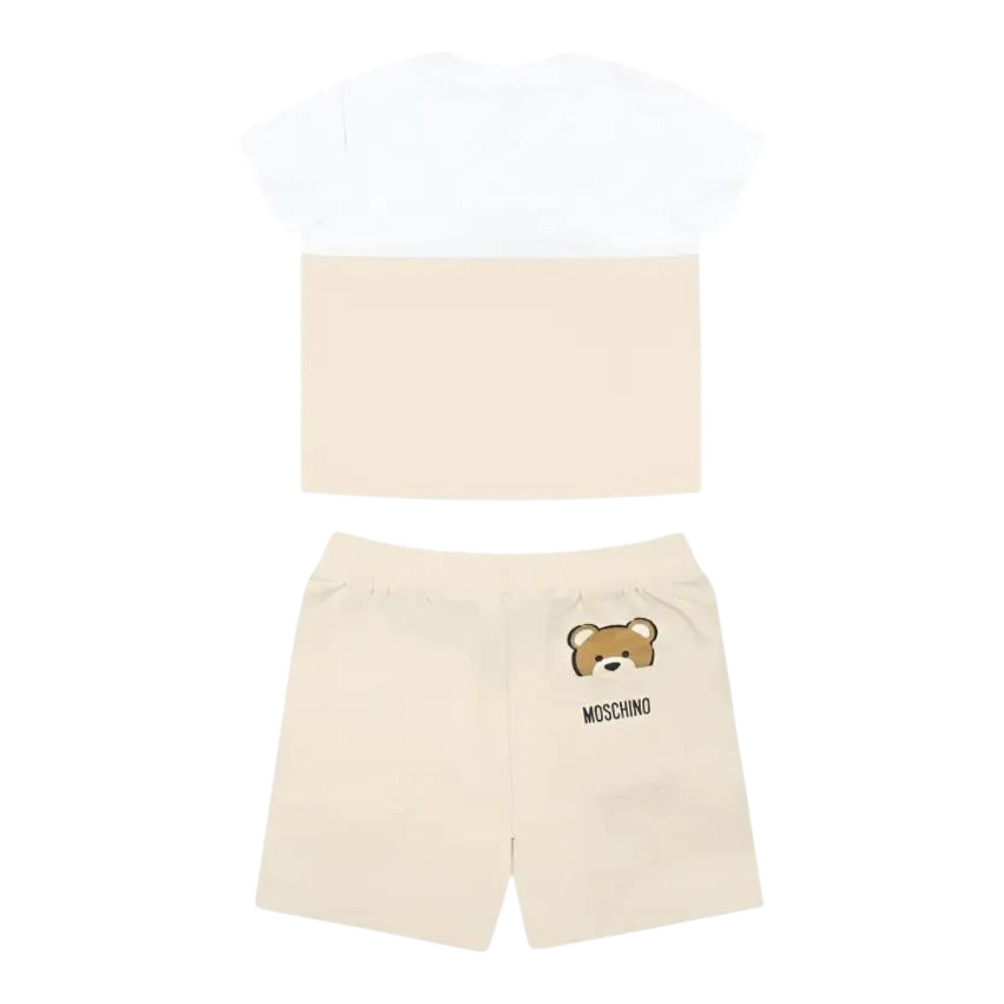 Moschino Completo 2 Pezzi T-Shirt-Bermuda Bicolore per Neonato MUG01F BIANCO/BEIGE MOSCHINO 