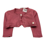 Paz Rodriguez Solid Color Perforated Pink Shrug For Baby Girl