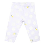Monnalisa Solid Color Leggings With Lilac Sunflower Print For Baby Girl