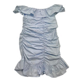 Vicolo Plain Dress With Ruffles Light Blue For Girls