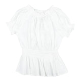 Ermanno Scervino White Plain Half Sleeve Shirts For Girls