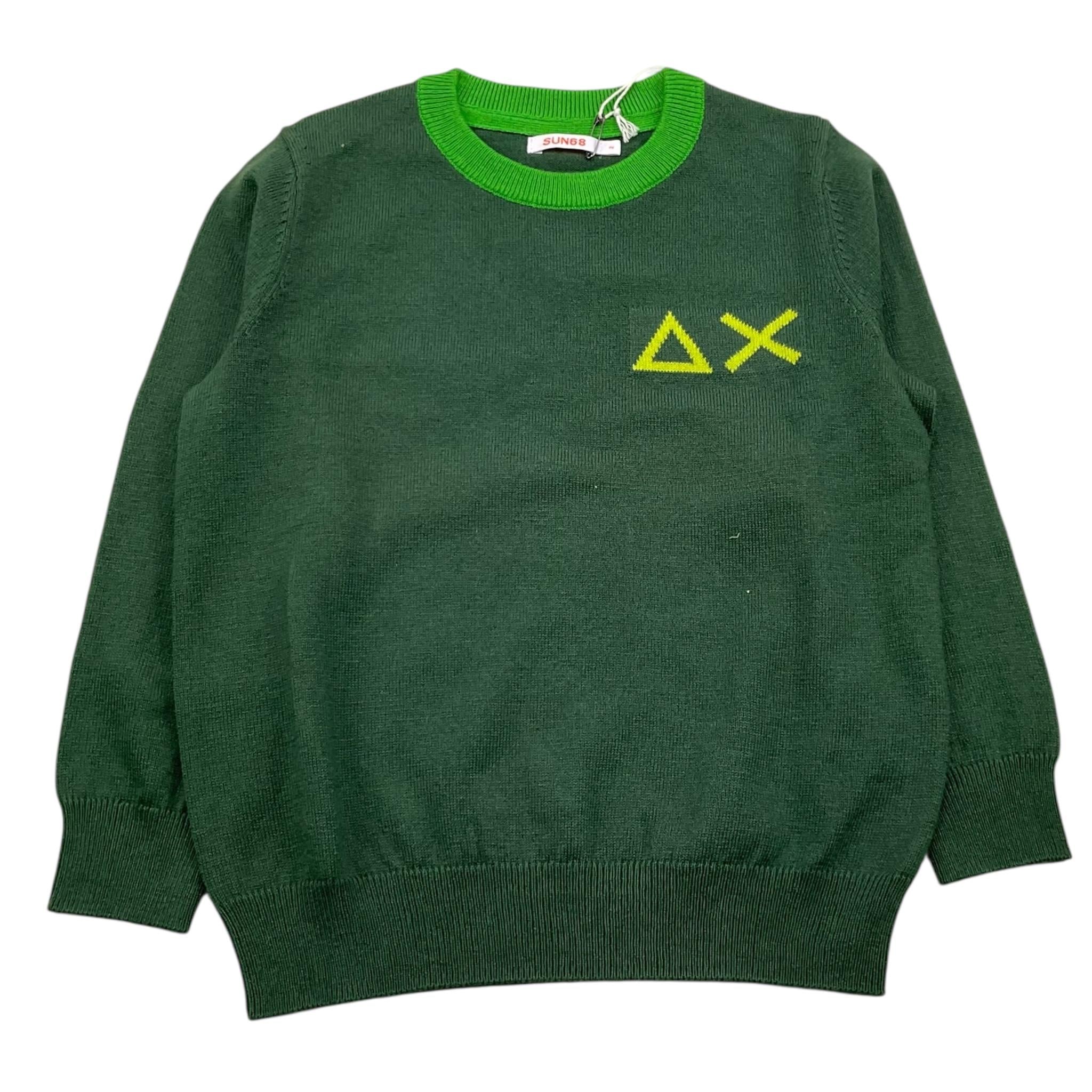 SUN68 maglia girocollo tinta unita con ricamo logo Verde per Neonato K44330X VERDE SUN68 